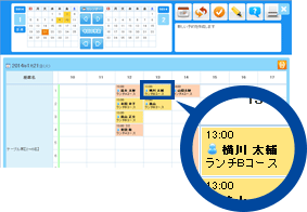予約の受付状況や来店予定のお客様がひとめでわかります。