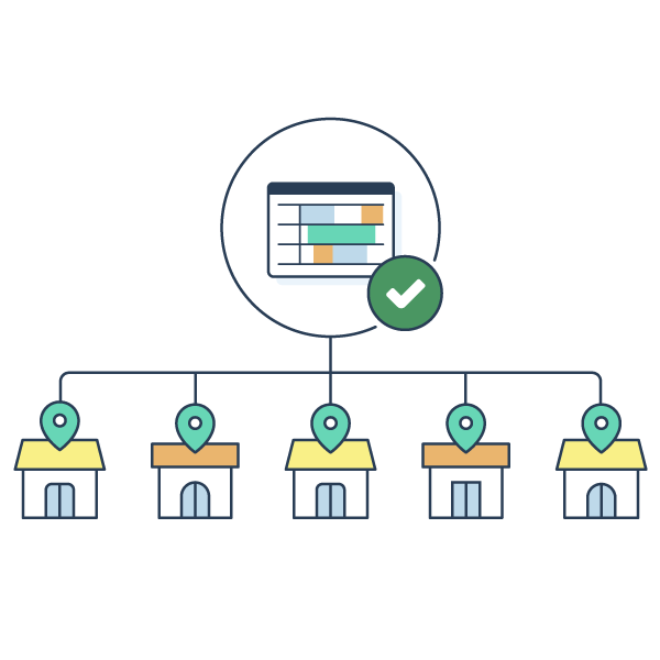 予約を一元管理複数店舗の予約課題を解決のイラスト
