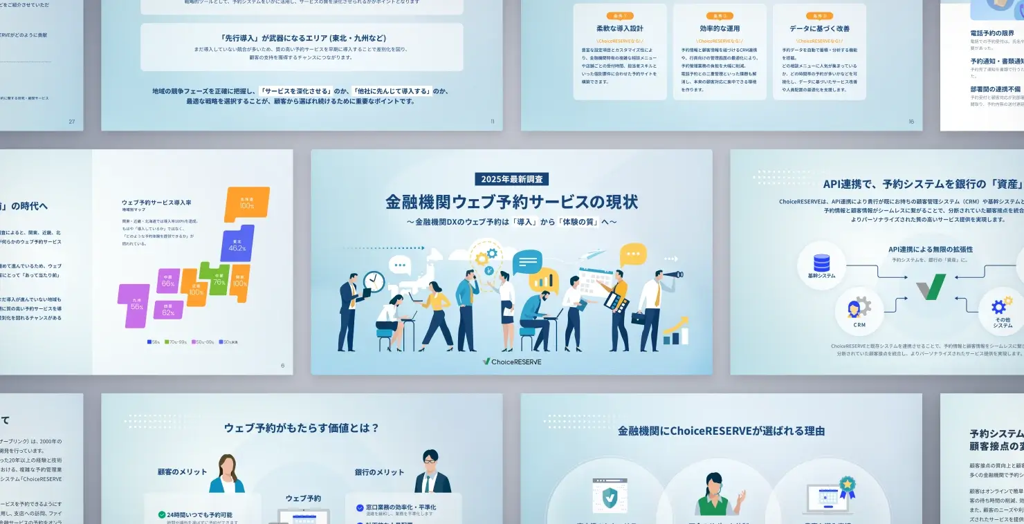 金融機関向け調査レポート：金融機関のウェブ予約サービスの現状の資料イメージ